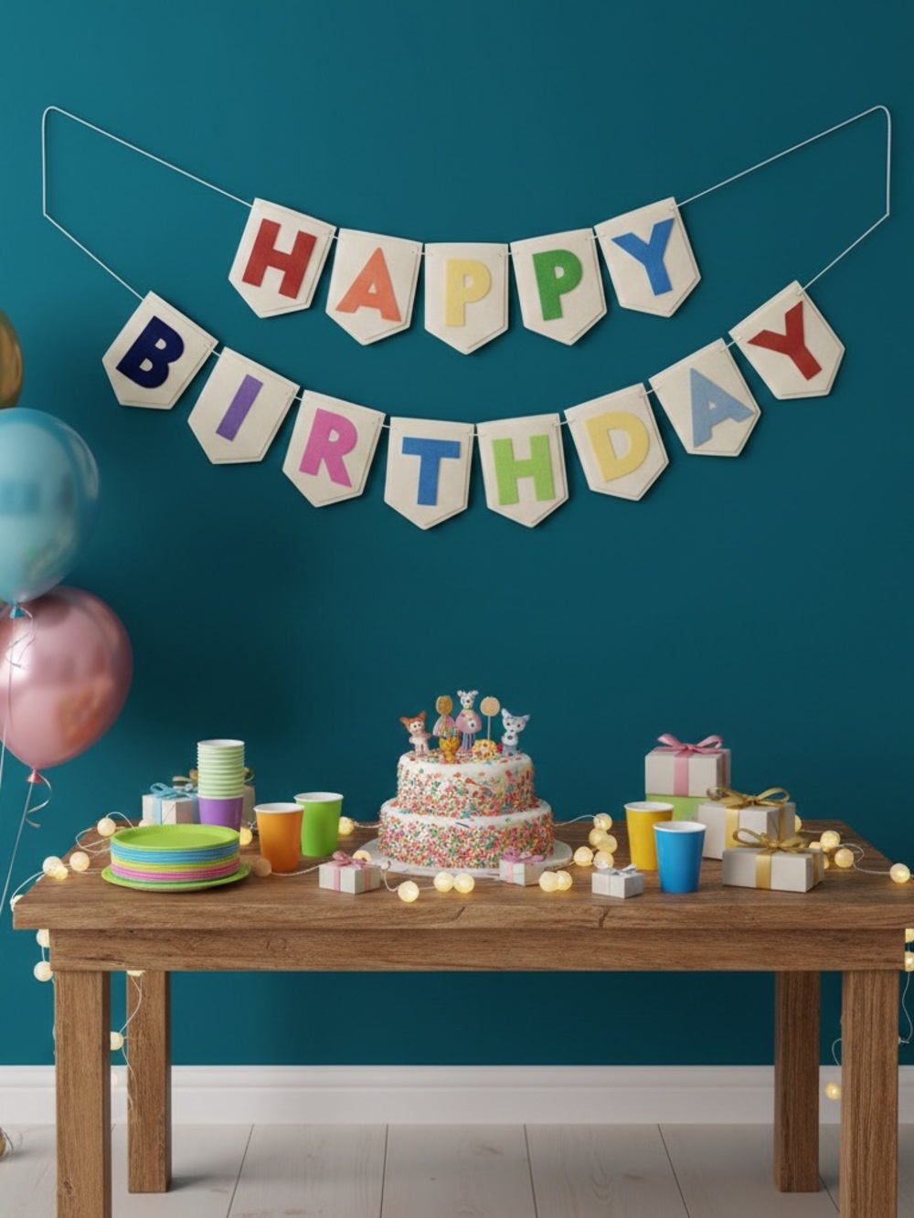 New Reusable Felt Happy Birthday Banner - Colorful Party Decor - Picture 2 of 6